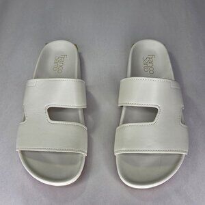 Franco Sarto Women's Britt Open Toe Slide Sandals - Chiffon White Leather